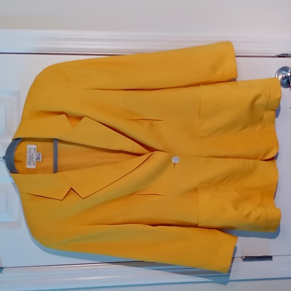 Vintage Christian Dior Linen Blazer Yellow Size 8 - Picture 6 of 16